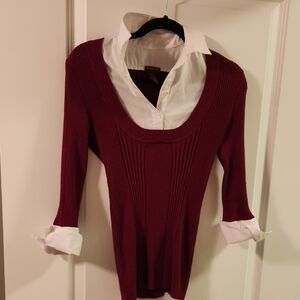 Copper Key Maroon Sweater with White Collar